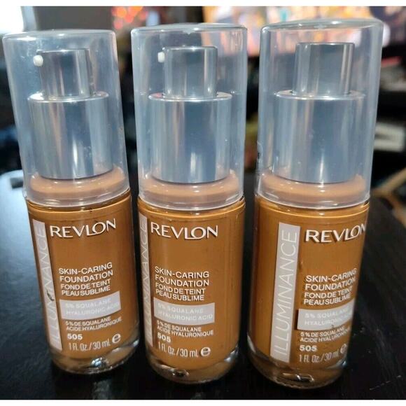 3 Pack Revlon Illuminance Skin-Caring Liquid Foundation 505 Rich Sand 1 Oz - Picture 1 of 2